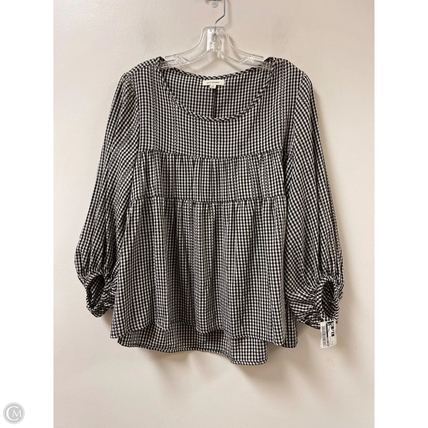 Top Long Sleeve By Max Studio In Black & White, Size: S