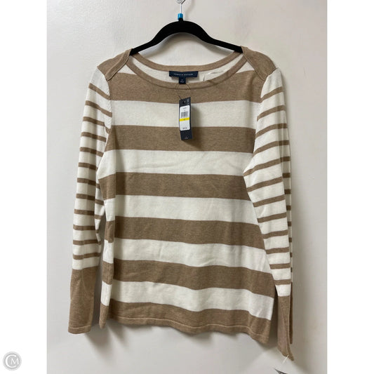 Top Long Sleeve By Tommy Hilfiger In Brown & Cream, Size: M