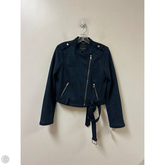 Jacket Moto By Banana Republic In Navy, Size: S