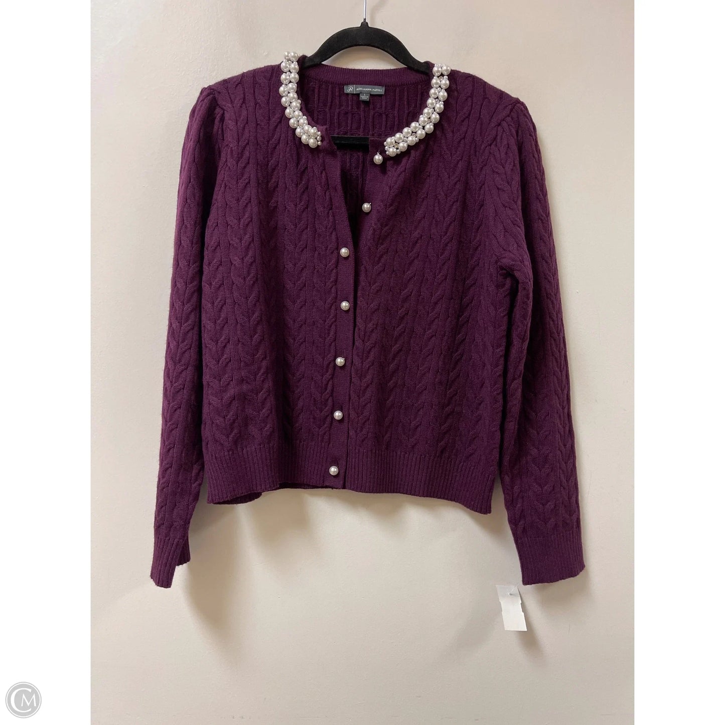 Sweater Cardigan By Adrianna Papell In Purple, Size: L