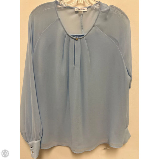 Top Long Sleeve By Calvin Klein In Blue, Size: Xl
