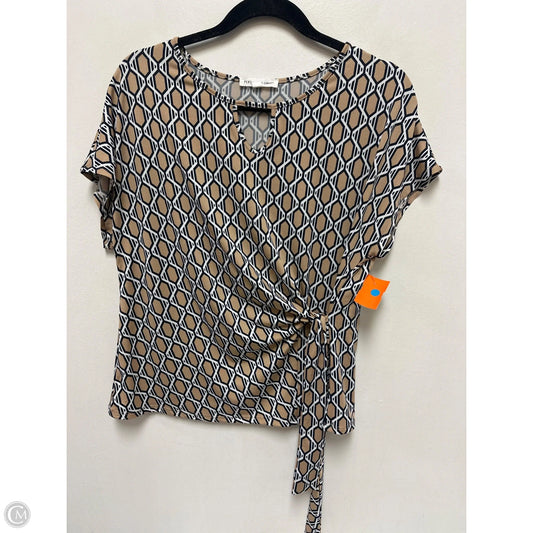 Top Short Sleeve By Perseption Concept In Tan, Size: M