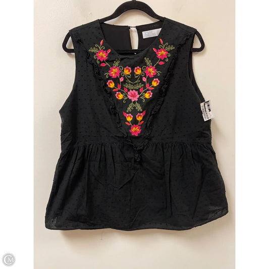 Top Sleeveless By Time And Tru In Black, Size: L