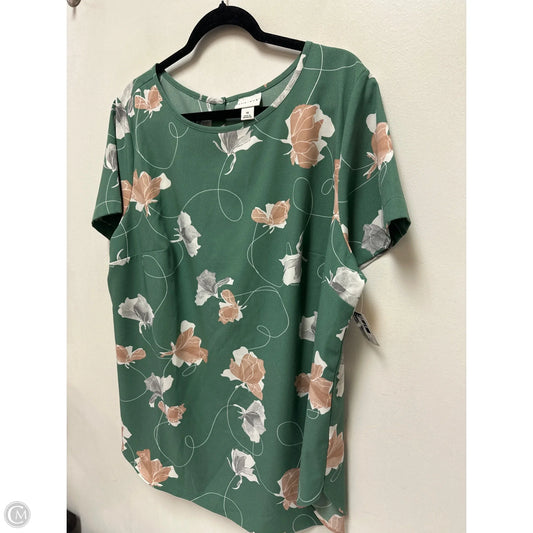Top Short Sleeve By Ava & Viv In Green, Size: 1x