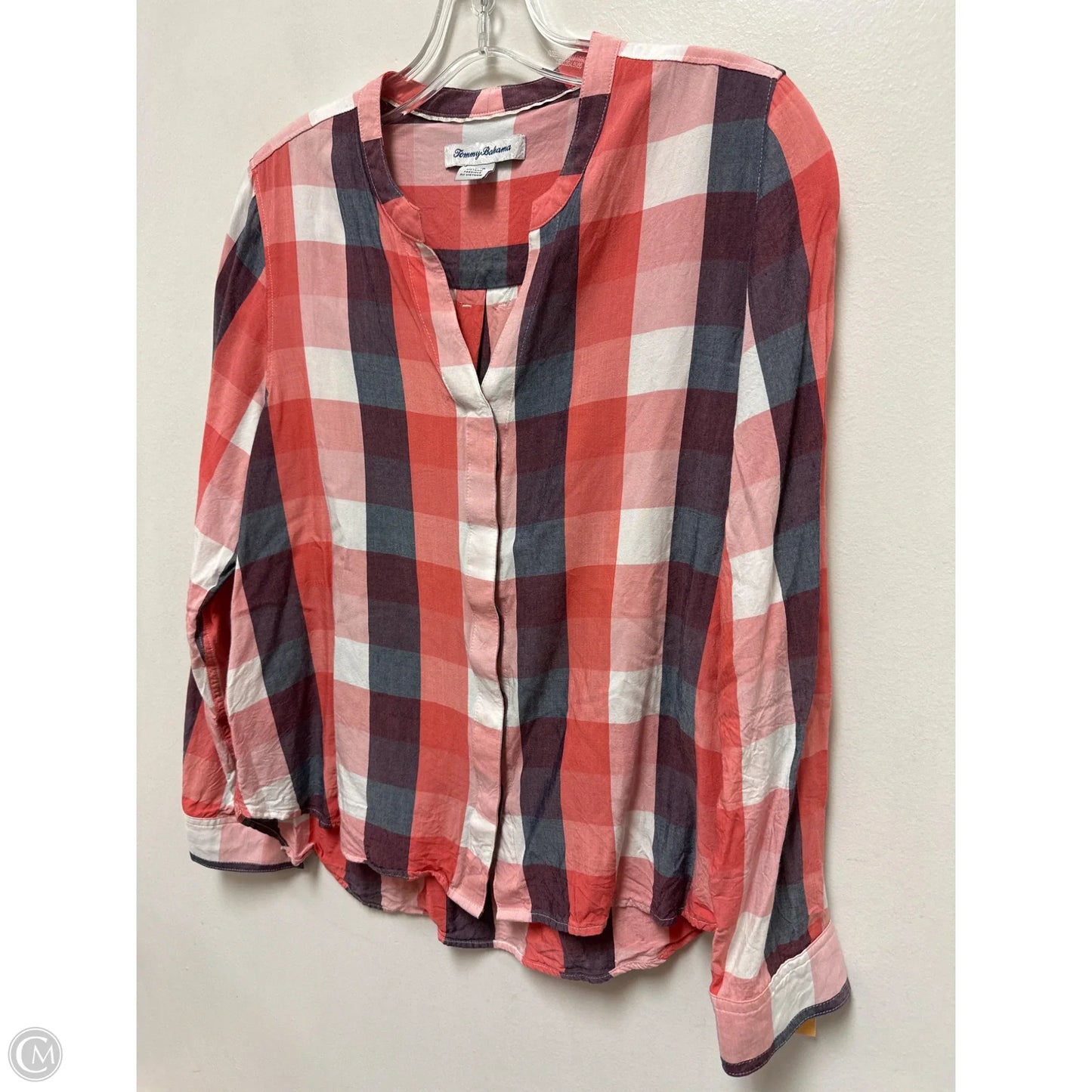Blouse Long Sleeve By Tommy Bahama In Blue & Red & White, Size: S
