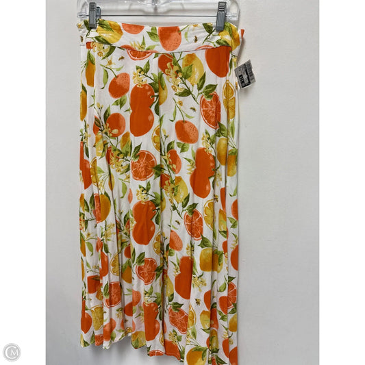 Skirt Midi By Kaktus In Orange & White, Size: 8