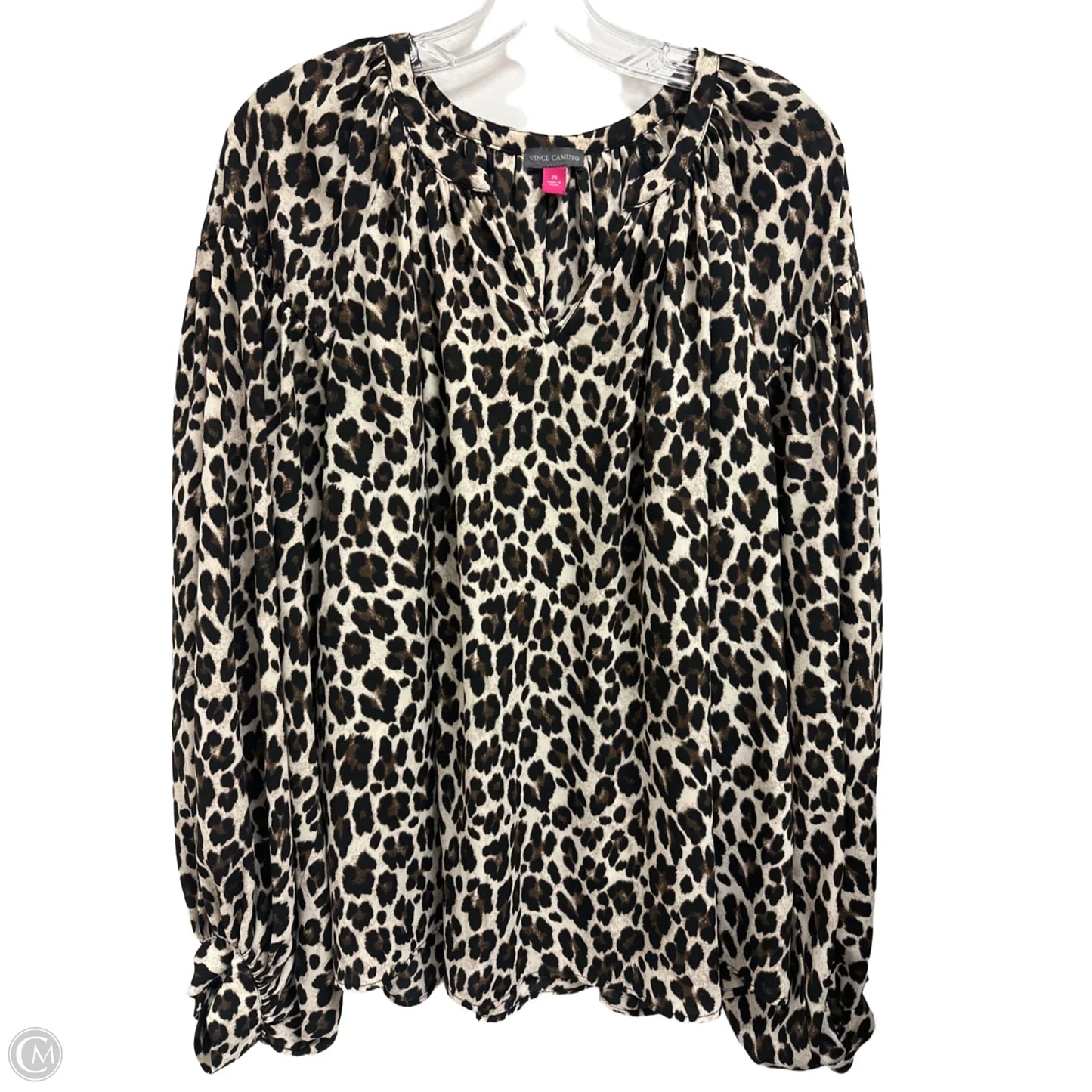 Top Long Sleeve By Vince Camuto In Animal Print, Size: 2x