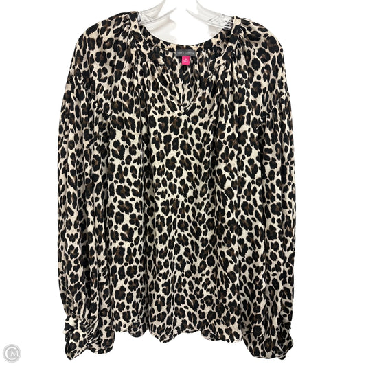 Top Long Sleeve By Vince Camuto In Animal Print, Size: 2x