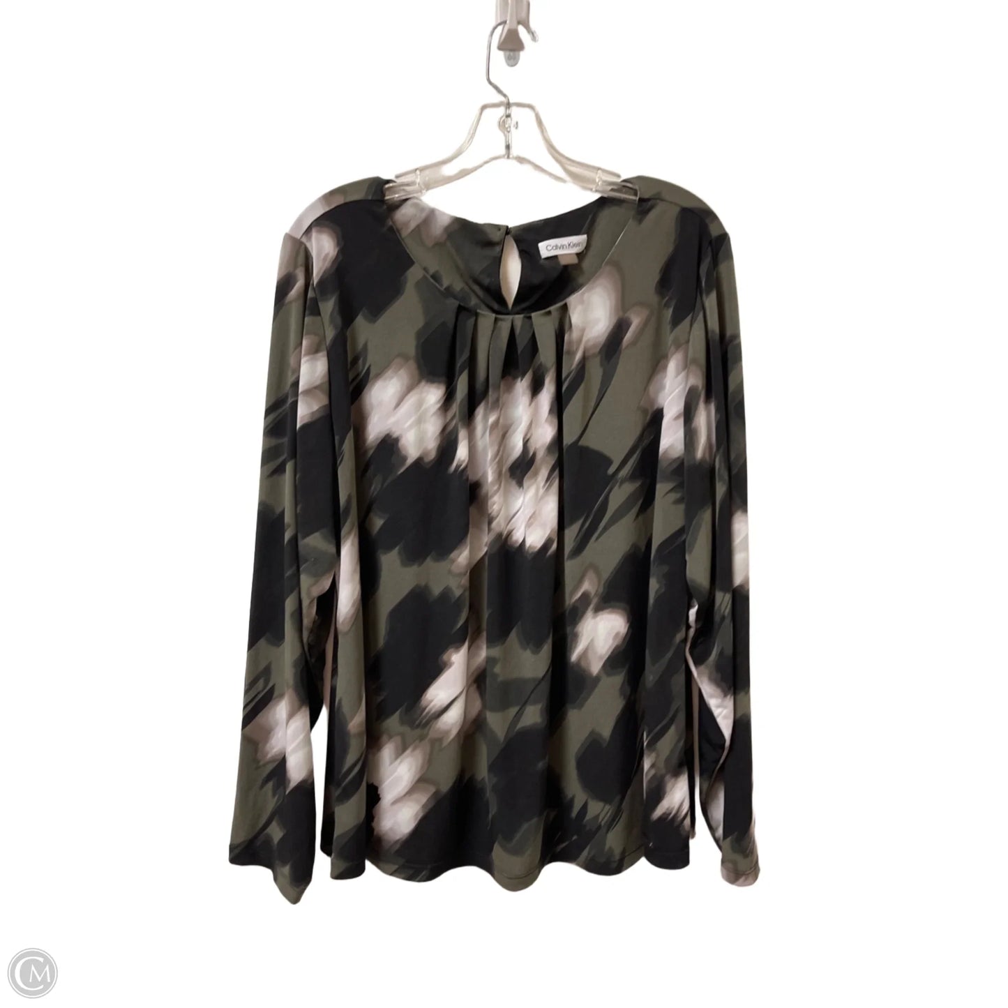 Top Long Sleeve By Calvin Klein In Green, Size: 1x