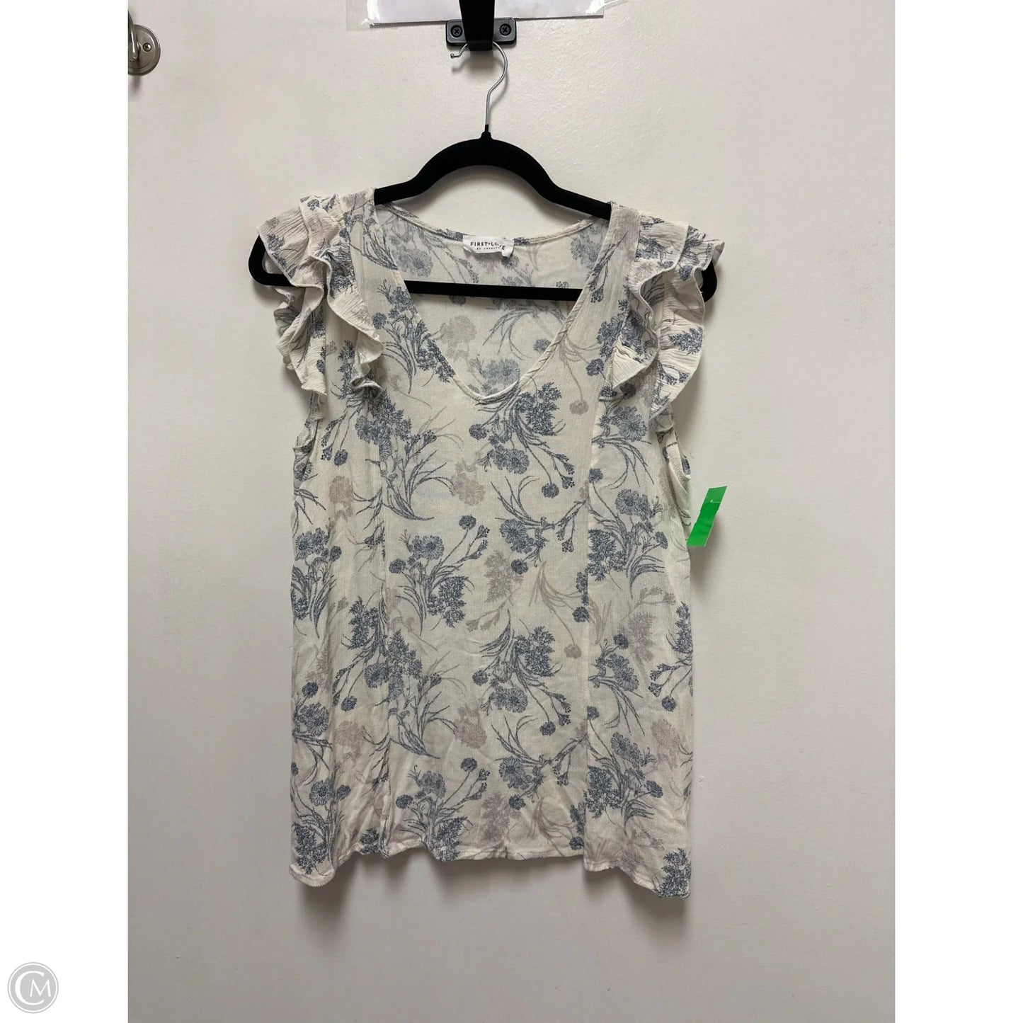 Top Short Sleeve By First Love In Blue & Cream, Size: S