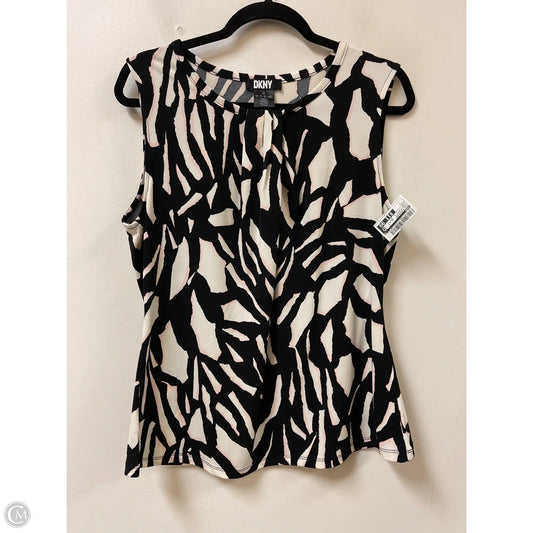 Top Sleeveless By Dkny In Black & White, Size: L