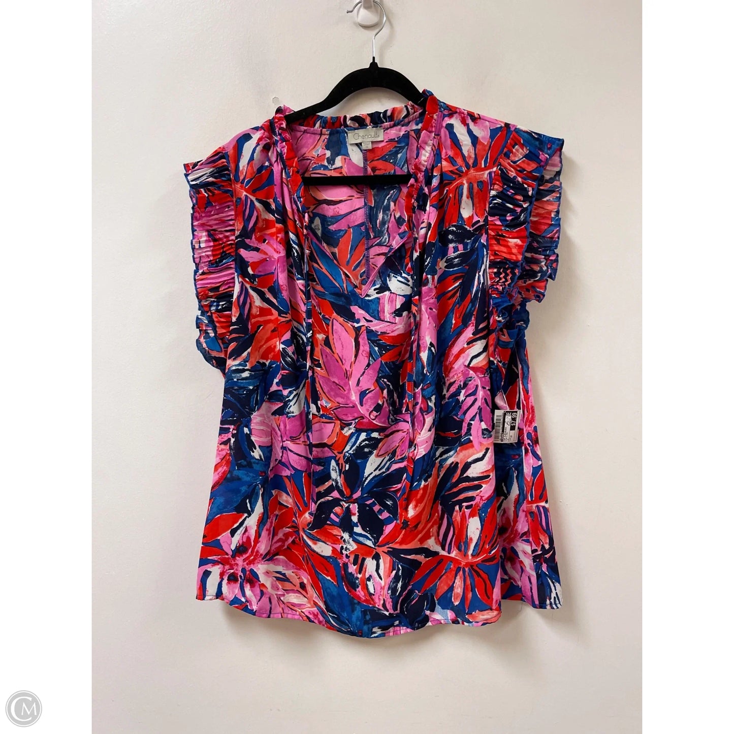Top Sleeveless By Chenault In Pink & Red, Size: 1x