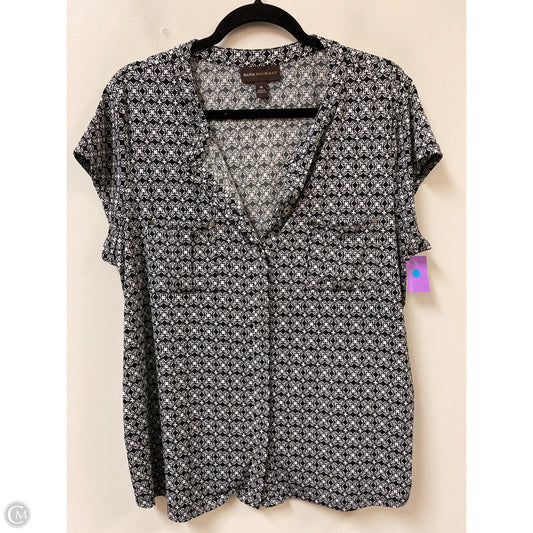 Top Short Sleeve By Dana Buchman In Black & White, Size: Xl