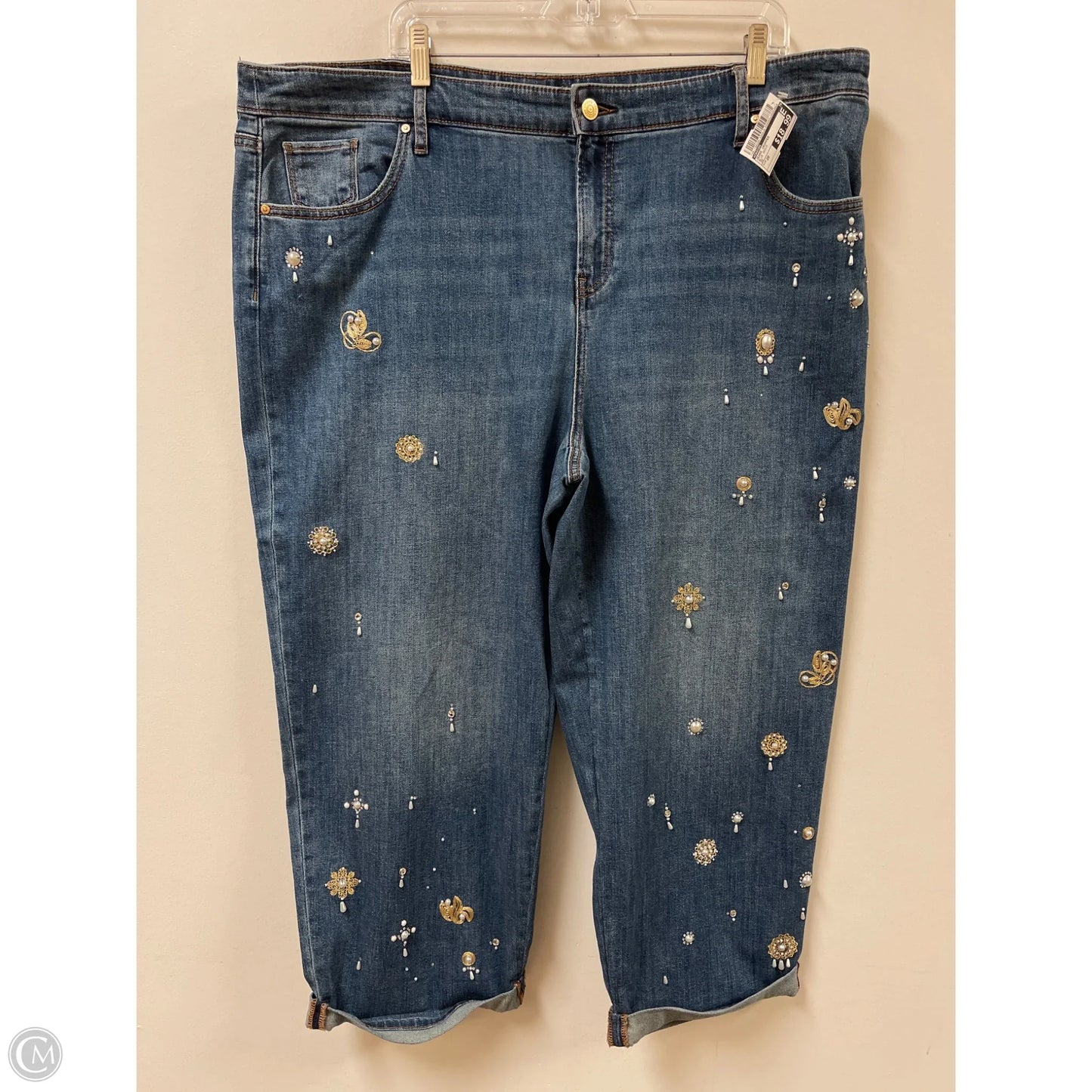 Jeans Cropped By Chicos In Blue Denim, Size: 20