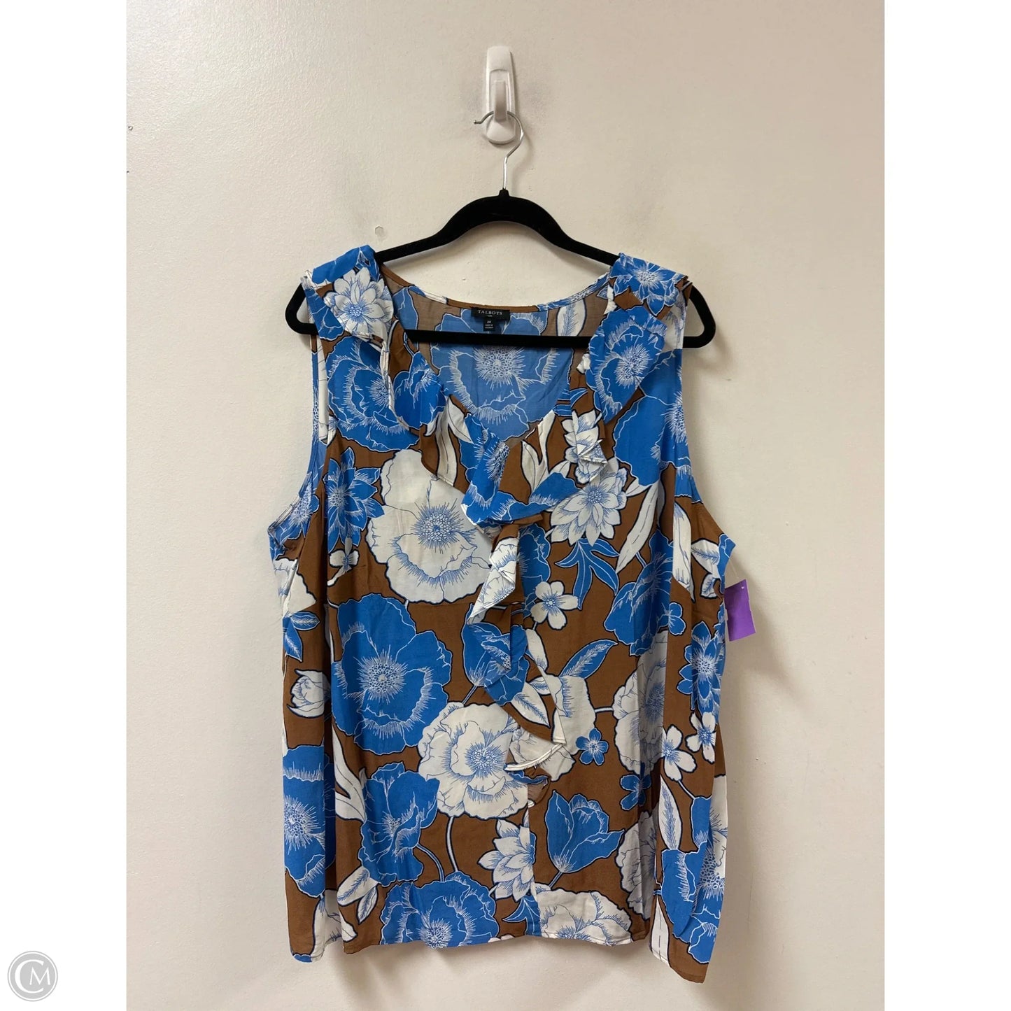 Top Sleeveless By Talbots In Blue & Brown, Size: 2x
