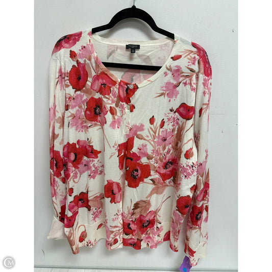 Cardigan By Talbots In Floral Print, Size: 3x