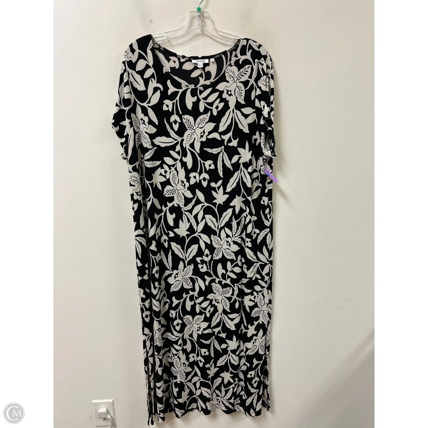 Dress Casual Maxi By Chicos In Black & White, Size: 1x
