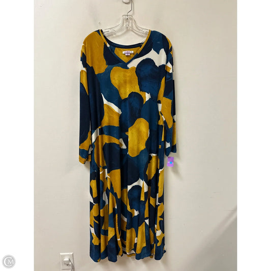 Dress Casual Maxi By Chicos In Blue & Yellow, Size: 1x