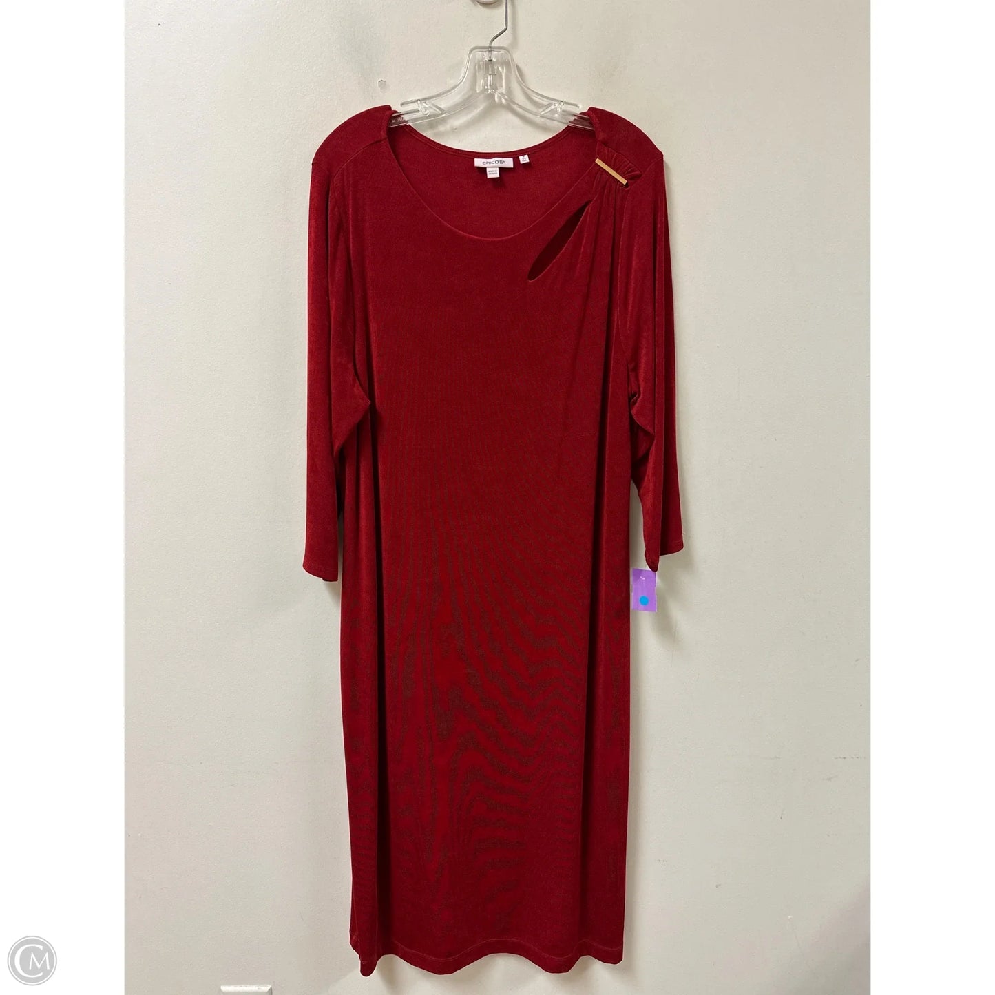 Dress Casual Maxi By Chicos In Red, Size: 1x