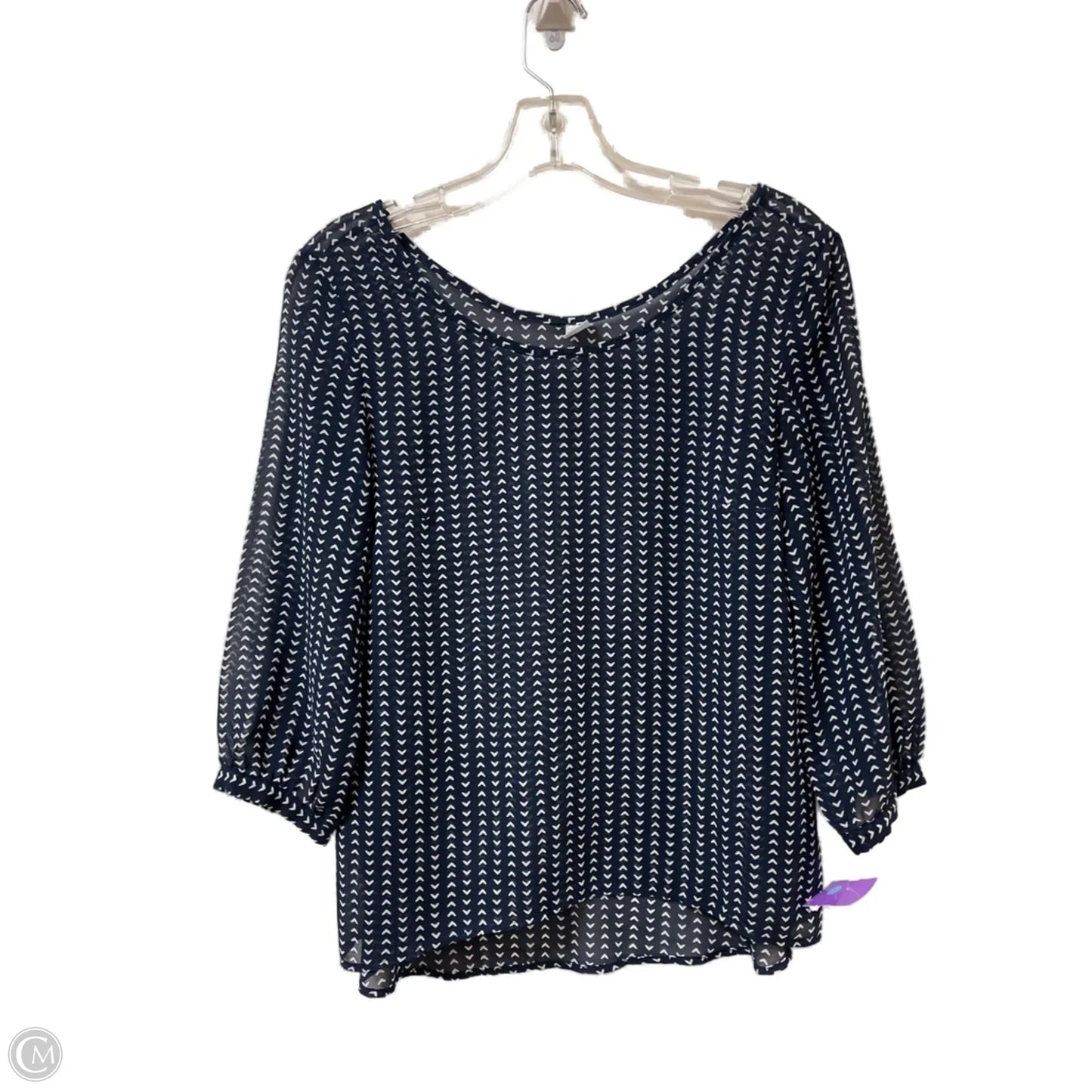 Top Long Sleeve By H&m In Blue & White, Size: S