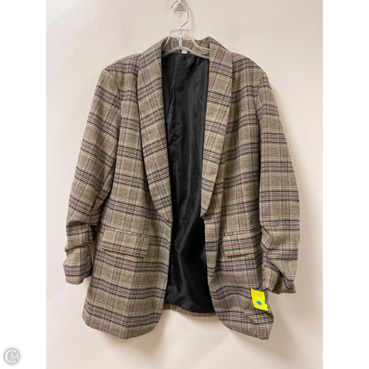 Blazer By Clothes Mentor In Plaid Pattern, Size: L