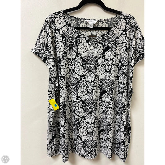 Top Short Sleeve By Liz Claiborne In Black & White, Size: 2x