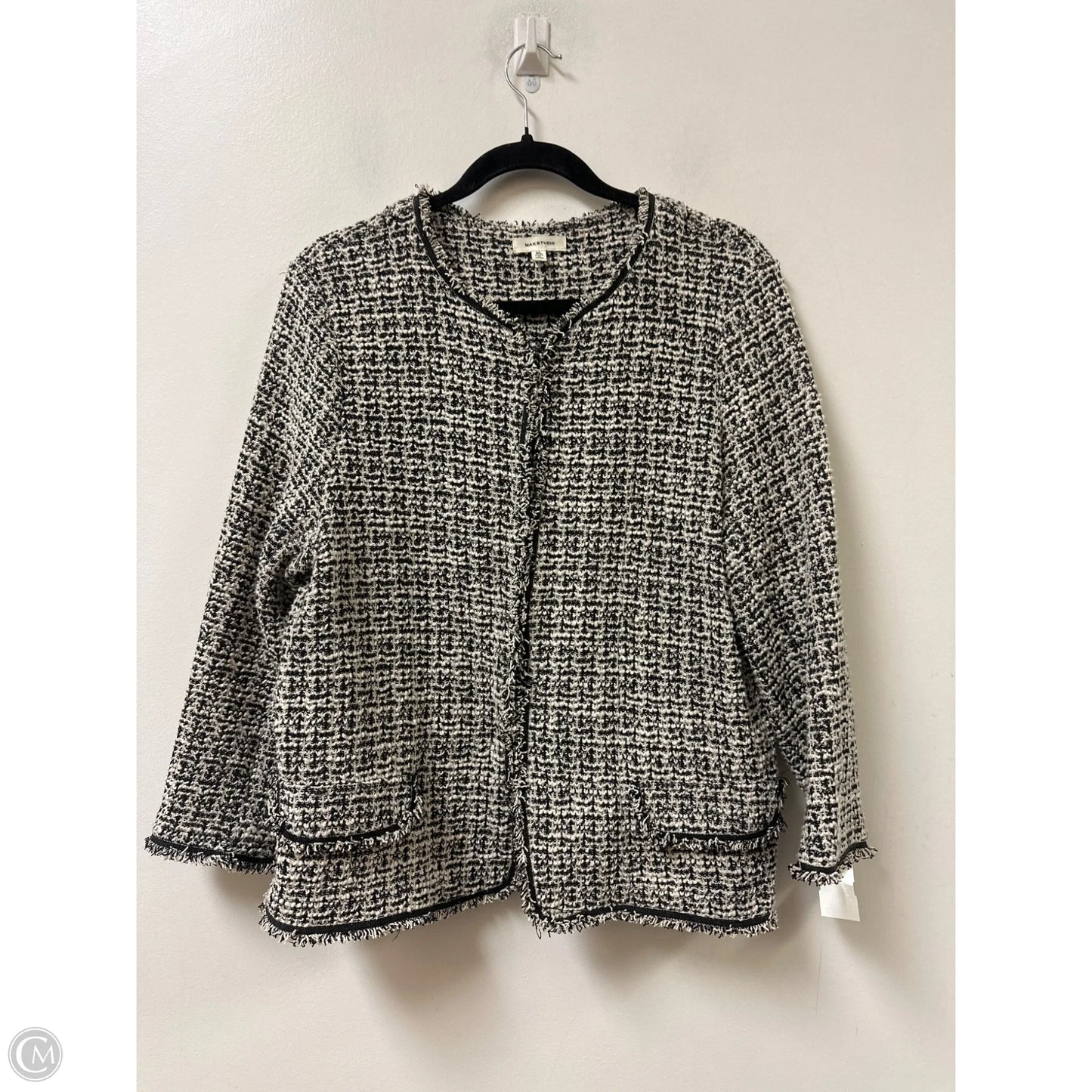 Sweater Cardigan By Max Studio In Black & White, Size: Xl