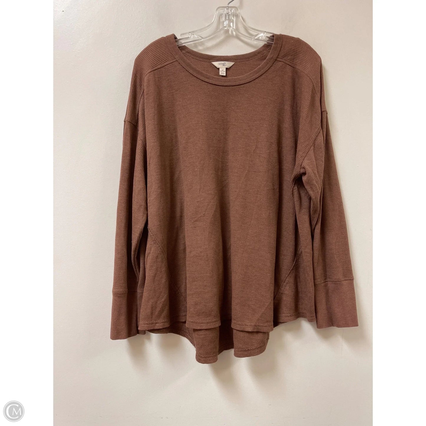 Top Long Sleeve By Terra & Sky In Brown, Size: 2x