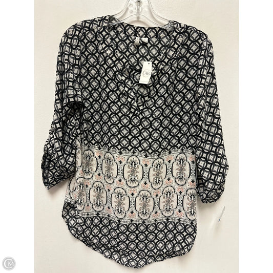 Tunic Long Sleeve By Cato In Black & Cream, Size: Xs