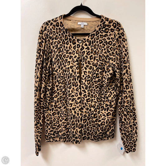 Sweater Cardigan By Croft And Barrow In Animal Print, Size: L