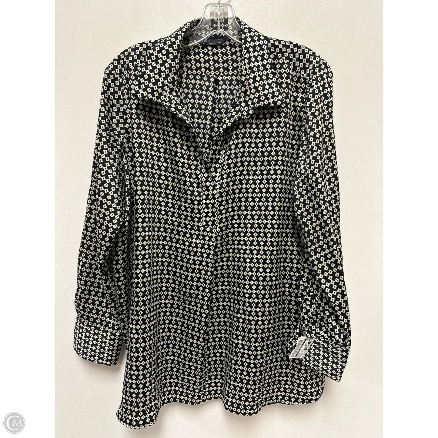 Top Long Sleeve By Clothes Mentor In Black & Cream, Size: 1x