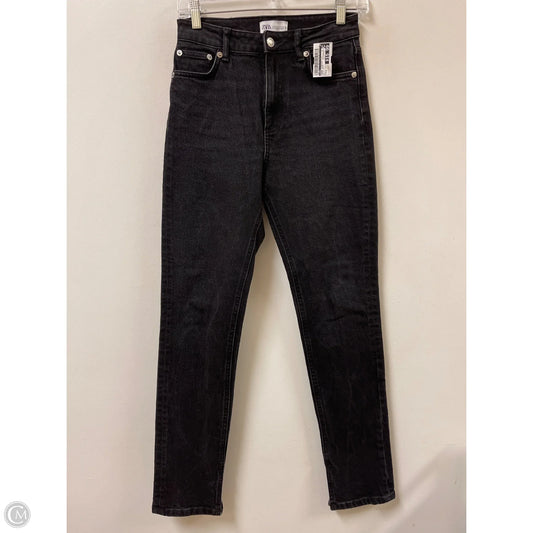 Jeans Straight By Zara In Black Denim, Size: 4