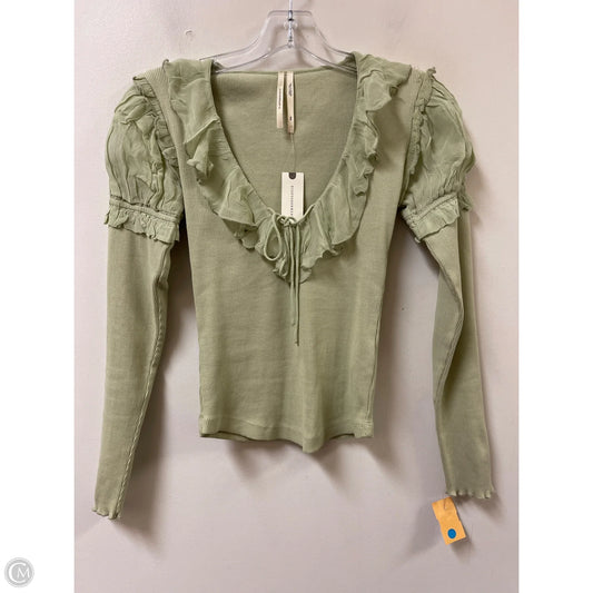 Top Long Sleeve By Anthropologie In Green, Size: Xxs