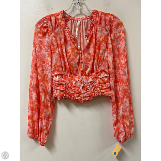 Blouse Long Sleeve By Anthropologie In Orange, Size: Xxs