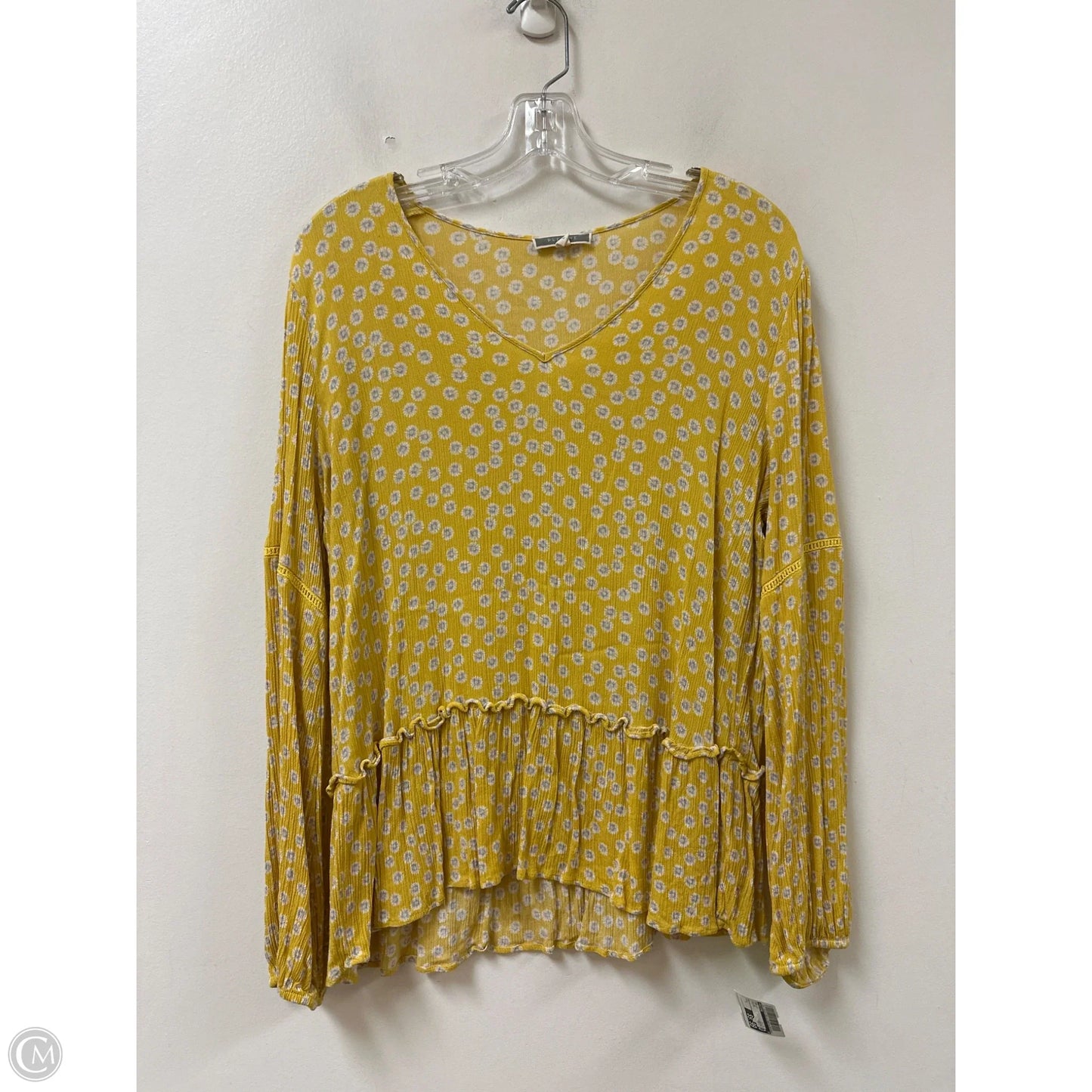 Top Long Sleeve By Pleione In Yellow, Size: L