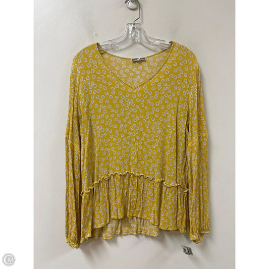 Top Long Sleeve By Pleione In Yellow, Size: L