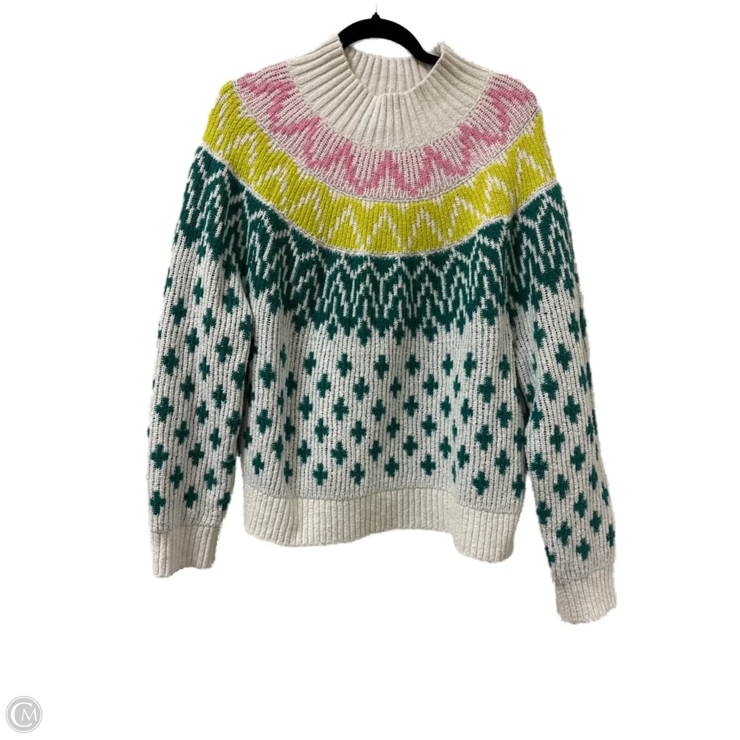 Sweater By Old Navy In Green & Pink, Size: L