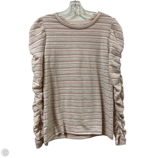 Top Long Sleeve By Loft In Cream & Orange, Size: S