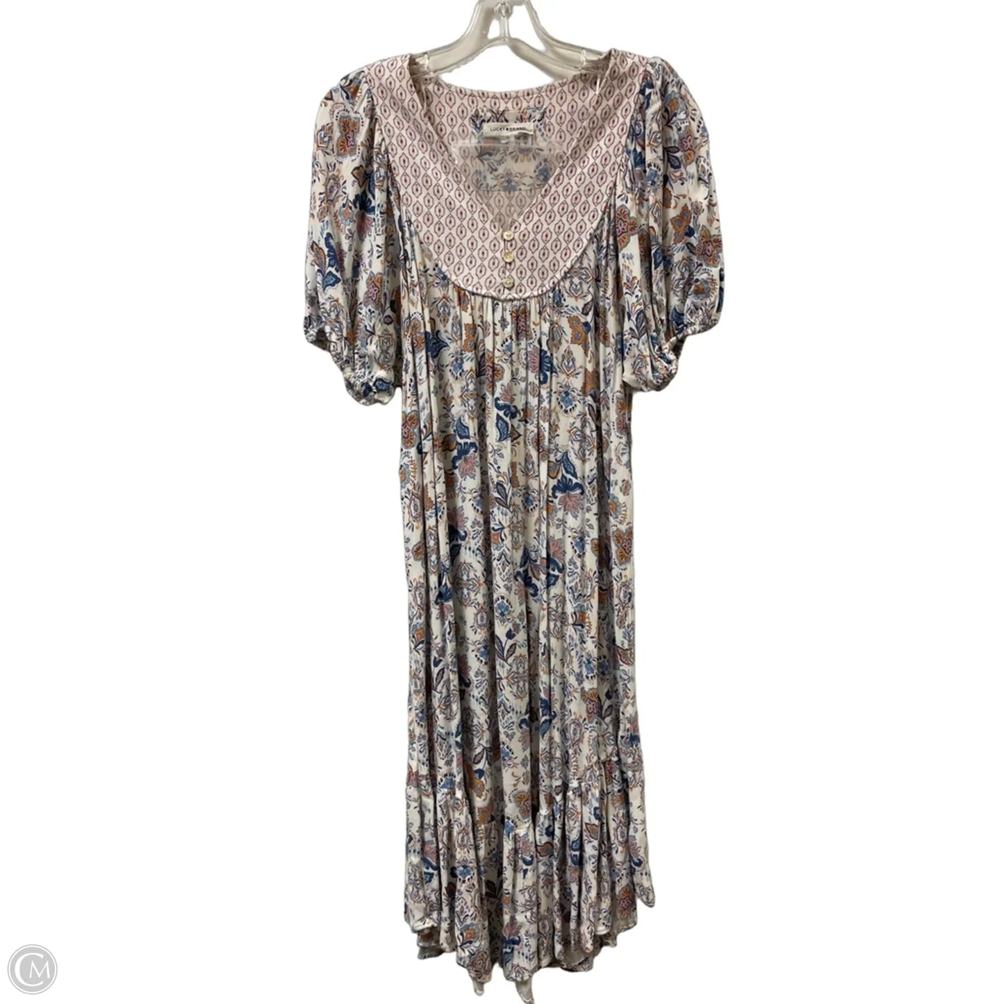 Dress Casual Midi By Lucky Brand In Cream & Tan, Size: S