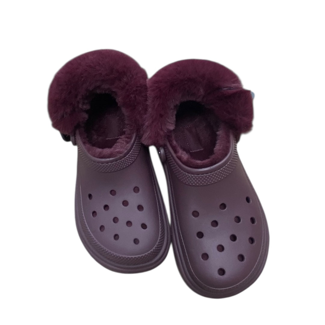 Sandals Heels Platform By Crocs In Maroon, Size:7