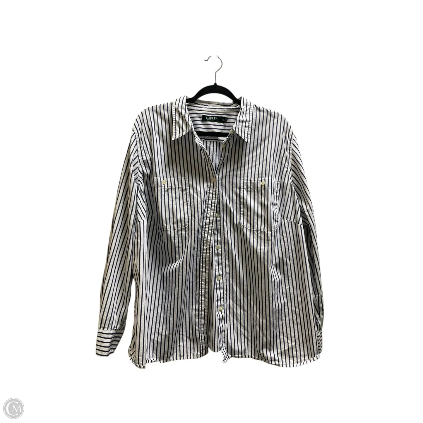 Top Long Sleeve By Lauren By Ralph Lauren In Blue, Size: 3x