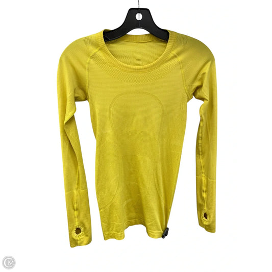 Athletic Top Long Sleeve Collar By Lululemon In Yellow, Size: Xs