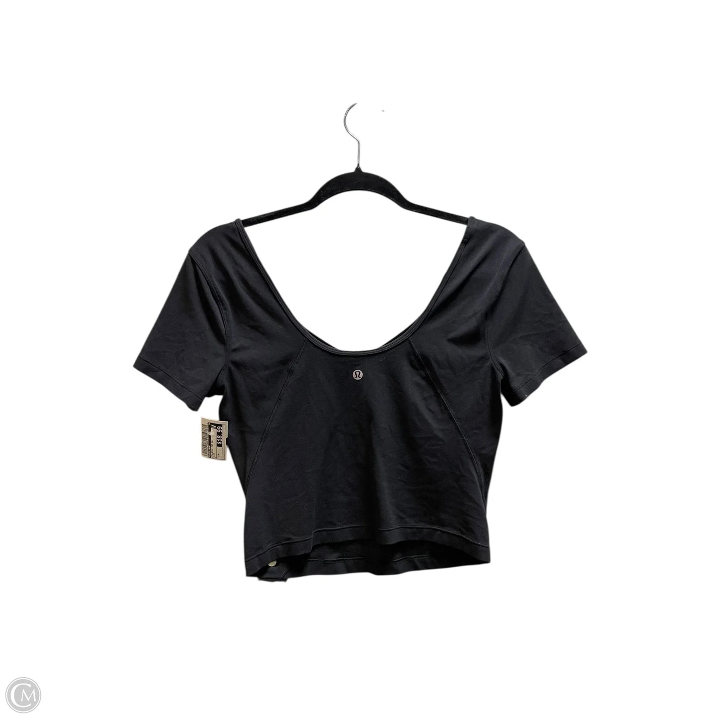 Athletic Top Short Sleeve By Lululemon In Black, Size: M