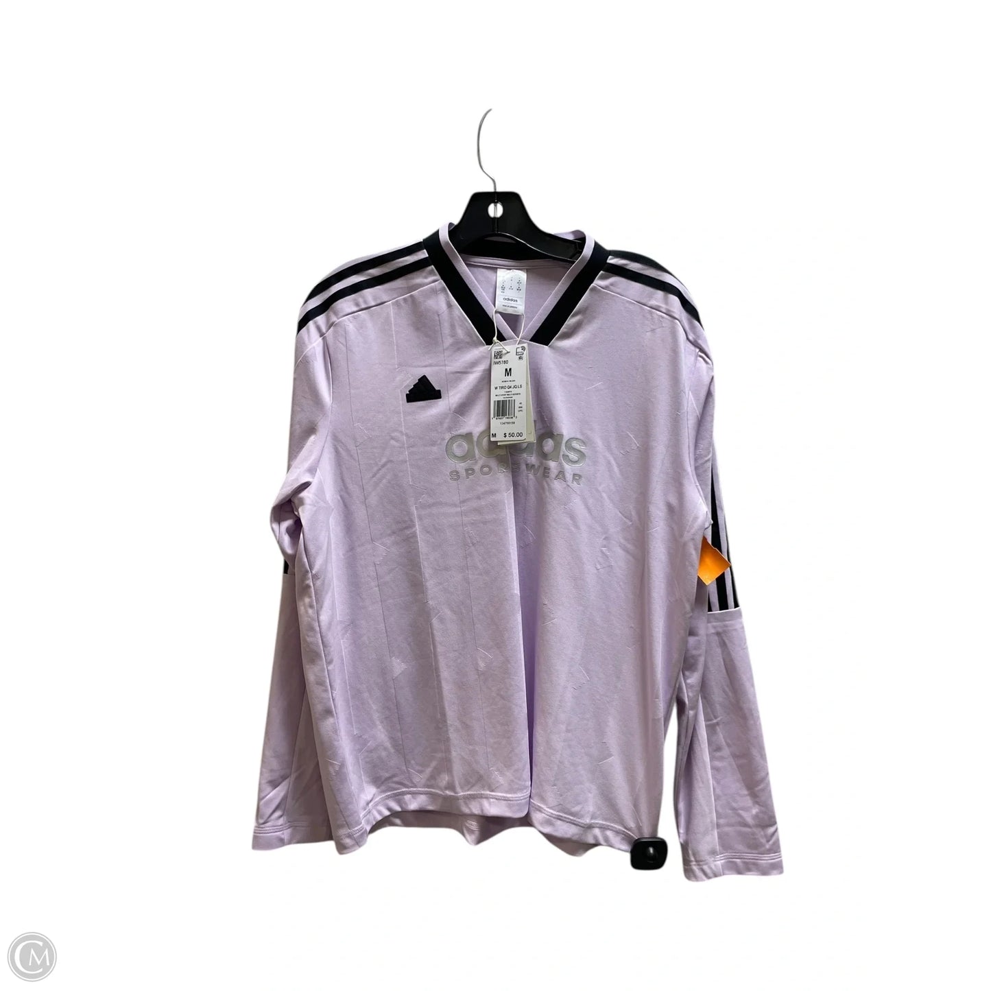 Athletic Top Long Sleeve Collar By Adidas In Purple, Size: M