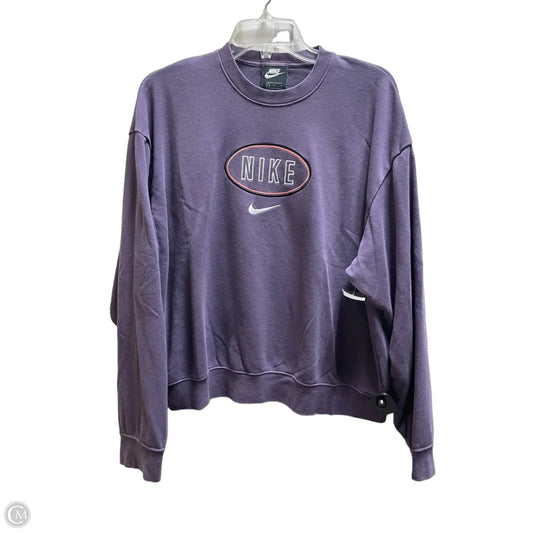 Athletic Top Long Sleeve Collar By Nike Apparel In Purple, Size: L