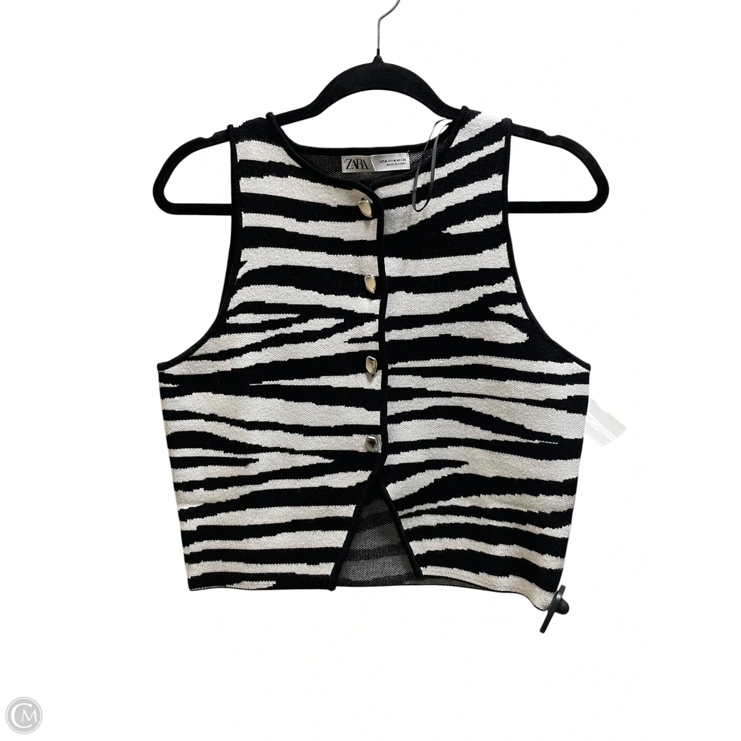 Top Sleeveless By Zara In Black, Size: M