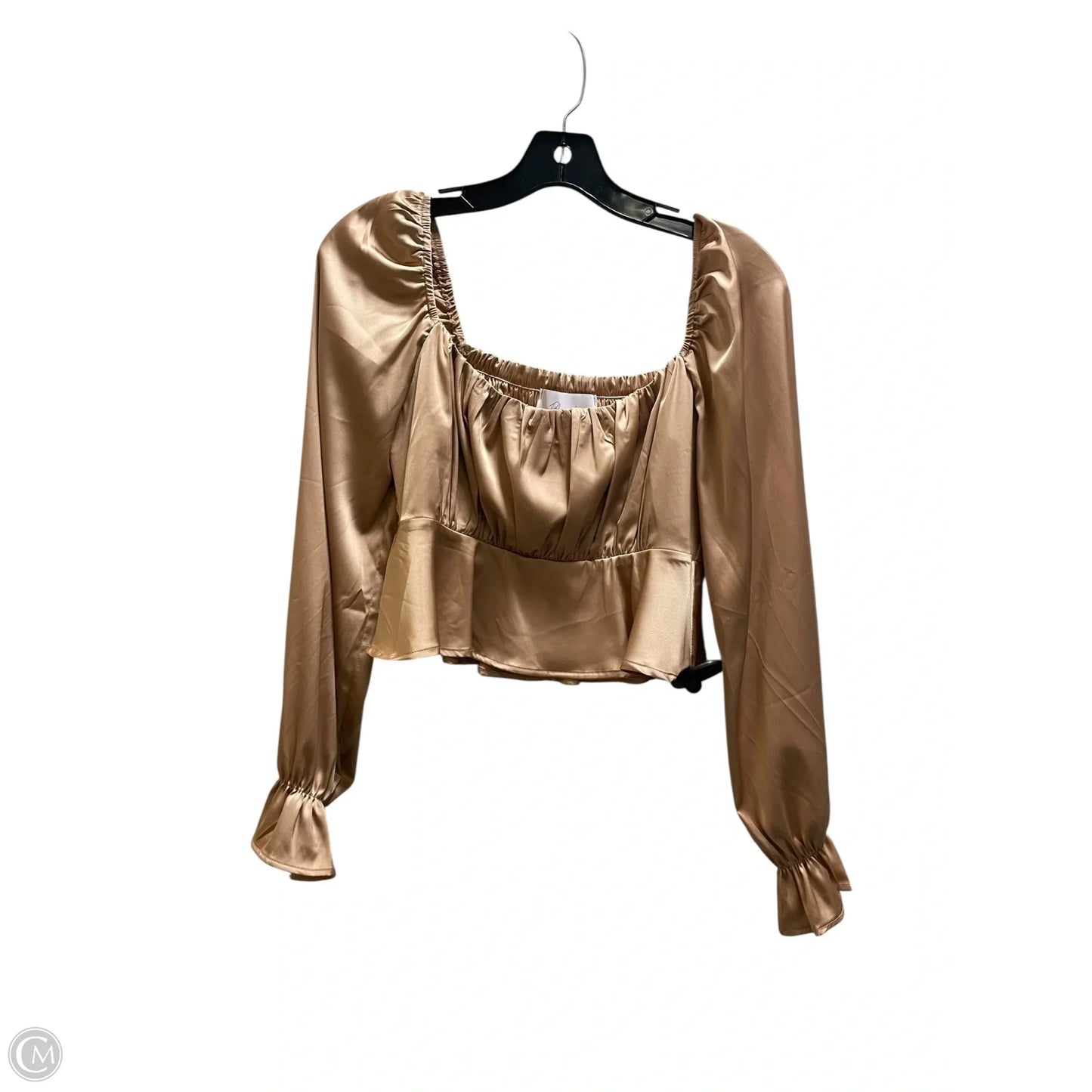 Top Long Sleeve By Blush In Tan, Size: M