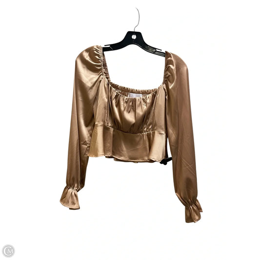 Top Long Sleeve By Blush In Tan, Size: M