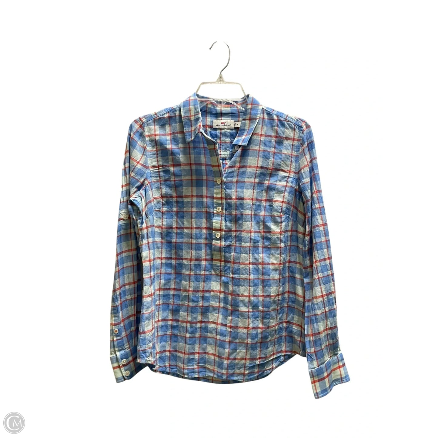 Top Long Sleeve By Vineyard Vines In Plaid Pattern, Size: S