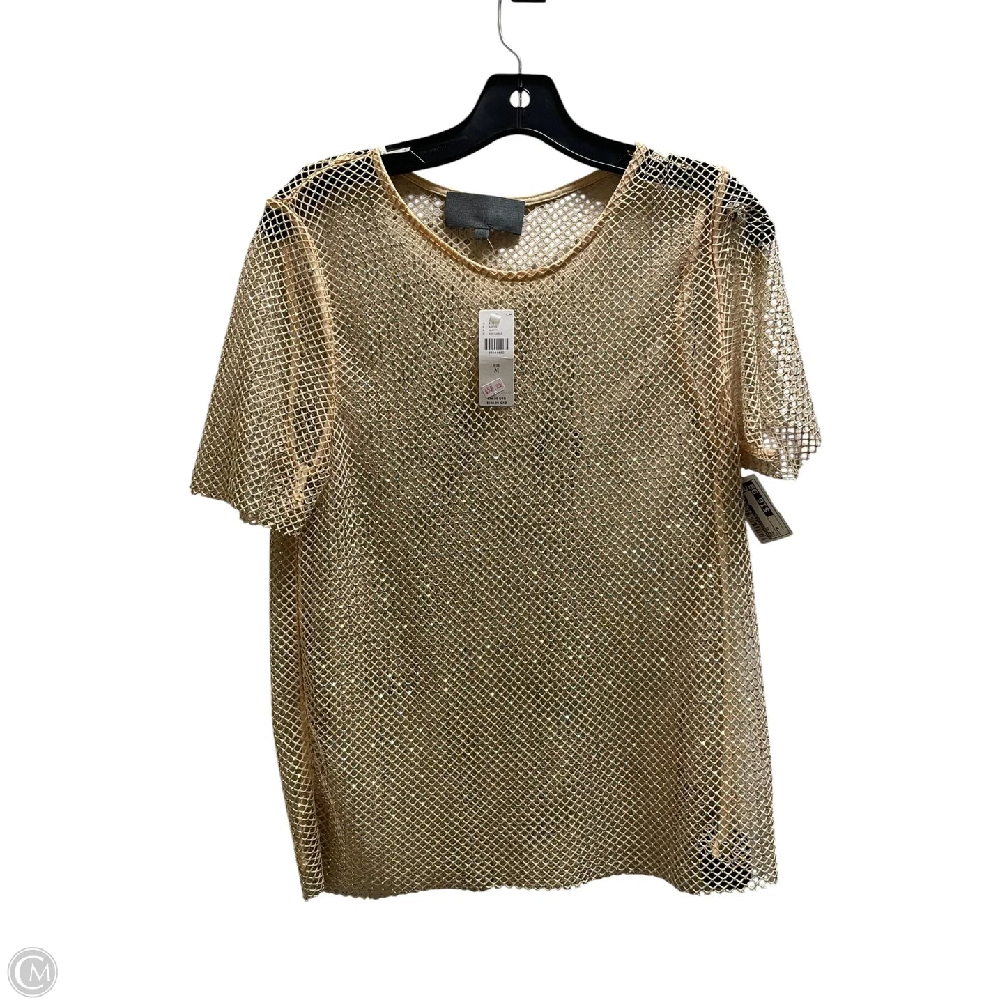 Top Short Sleeve By Anthropologie In Tan, Size: M